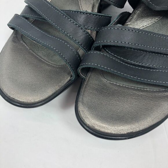 NAOT Platform Wedge Sandals 40 US 9-9.5 Prestige Leather Strappy Shoes Navy Blue - Picture 7 of 10